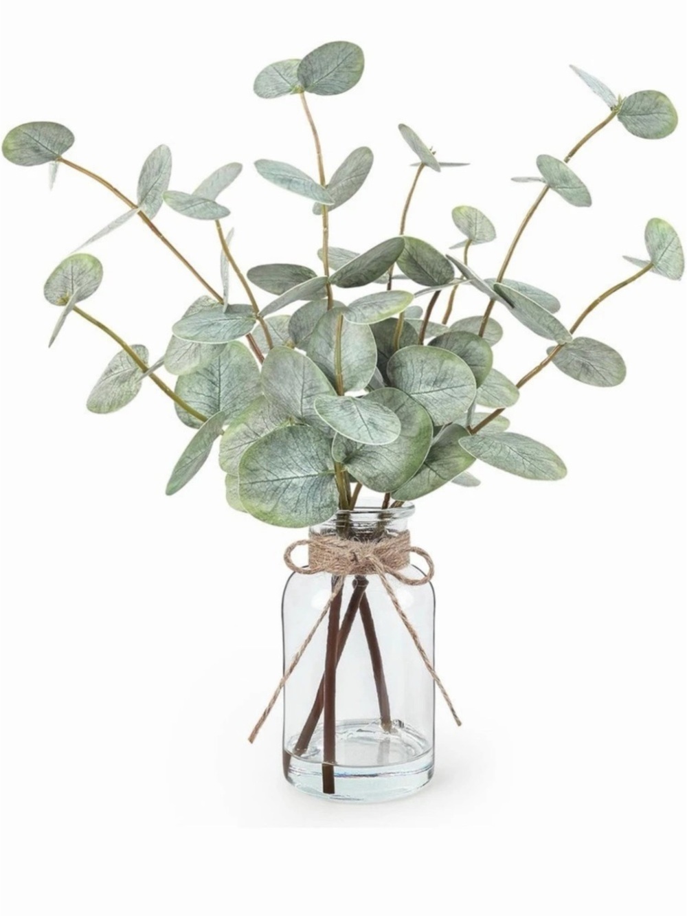 Artificial Eucalyptus Stems in Glass Vase with Faux Water Artificial Eucalyptus